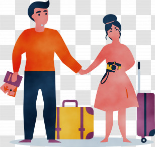 Cartoon Animation Construction Worker Suitcase Transparent PNG