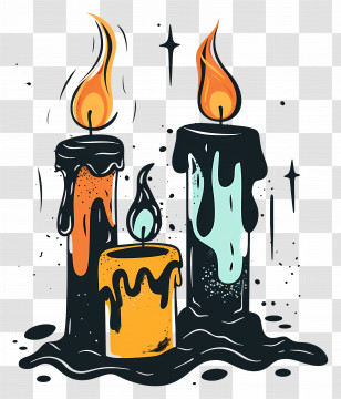 Halloween Candles - Creative Dripping Wax Candle Illustration Transparent PNG