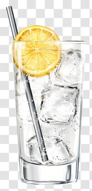 Gin Tonic Cocktail - Refreshing Lemon Drink With Ice Transparent PNG