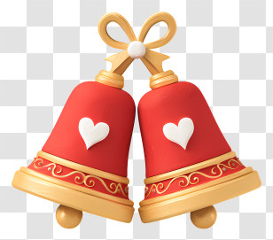 Wedding Bell - Decorative Red Bells With Hearts Transparent PNG