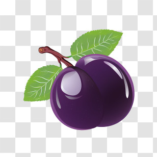 Plum - Purple Plum Illustration With Leaves Transparent PNG