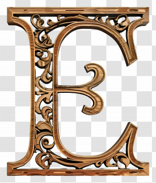Letter E - Ornate Wooden Letter E Transparent PNG