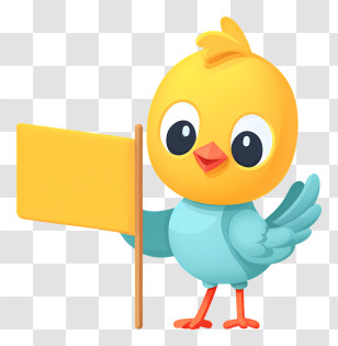 Bird Holding Banner - Yellow Bird Holding A Flag Transparent PNG