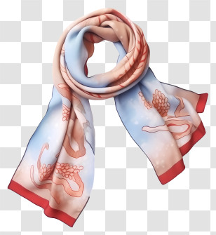 Silk Scarf - Patterned Scarf With Blue And Red Design Transparent PNG