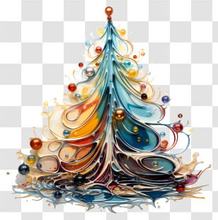 Colorful Christmas Tree - Abstract Colorful Glass Christmas Tree With Ornaments Transparent PNG