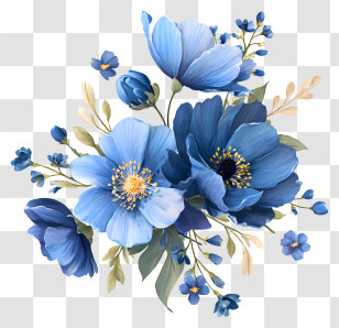 Blue Wedding Flowers - Beautiful Blue Floral Bouquet Transparent PNG