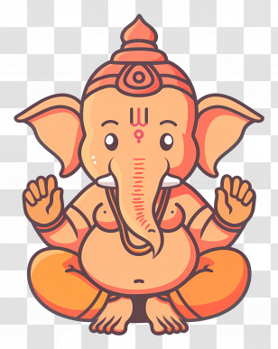Ganesh Chaturthi - Cartoon Illustration Of Lord Ganesha Transparent PNG