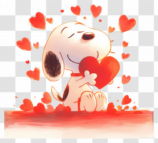 Snoopy Love - Dog Hugging A Heart In Cartoon Style Transparent PNG