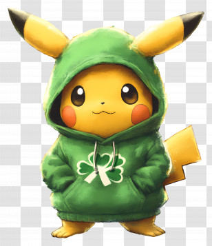 Green Hoodie Pikachu - Pikachu Wearing Green Hoodie Transparent PNG