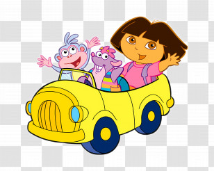 Dora The Explorer - Cartoon Friends On A Car Adventure Transparent PNG