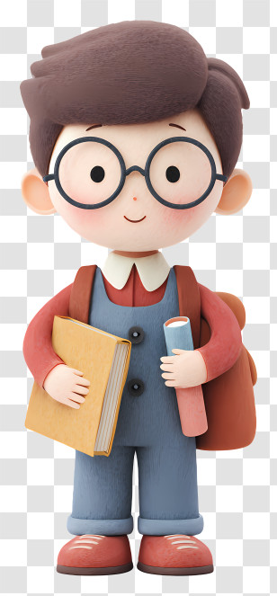 Student With School Curriculum - Cartoon Student With Books Transparent PNG