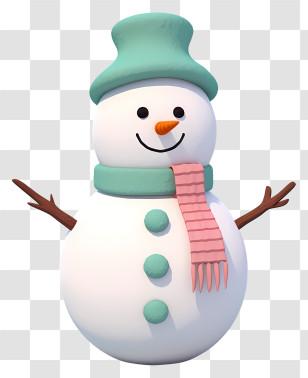 Snowman Cartoon - Snowman With Hat And Scarf For Winter Fun Transparent PNG