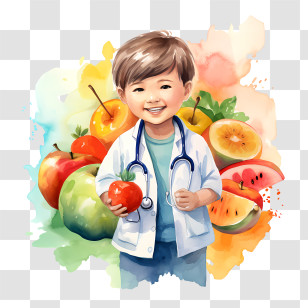 Child Health Day - Boy Holding Fresh Fruits Transparent PNG
