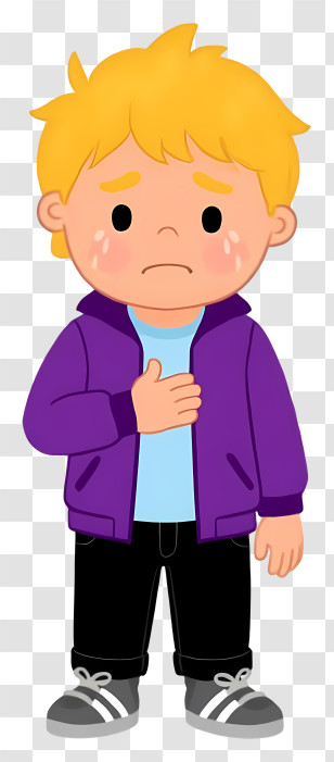 Nervous Boy - Child In Purple Jacket With Thoughtful Expression Transparent PNG