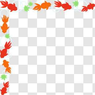 Fish Corner Frame - Goldfish And Leaves Decorative Frame Transparent PNG