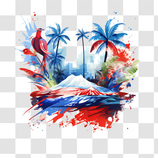 Costa Rica Independence Day - Tropical Landscape With Bird Transparent PNG