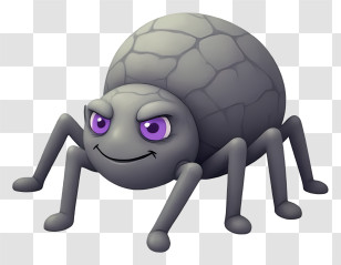 Halloween Cartoon Spider - Gray Smiling Spider With Purple Eyes Transparent PNG