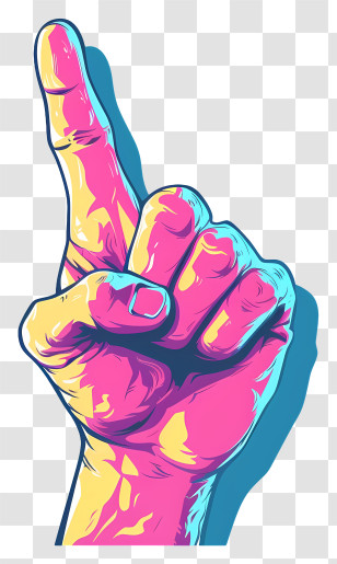 Hand - Colorful Artistic Hand Pointing Up Illustration Transparent PNG