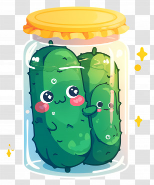 National Pickle Day - Cute Pickle Jar With Smiling Faces Transparent PNG
