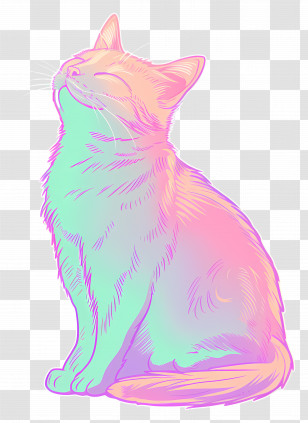Cat - Colorful Sitting Cat Transparent PNG