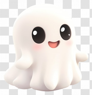 Cute Ghost - Cartoon White Ghost Character Transparent PNG