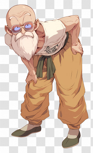Master Roshi - Wise Bald Man With Glasses Transparent PNG