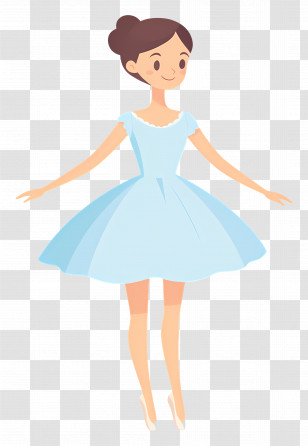 Ballet - Cartoon Ballerina In Blue Dress Transparent PNG