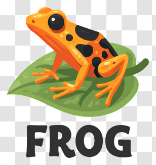 Frog Logo - Bright Orange Frog On Leaf Transparent PNG