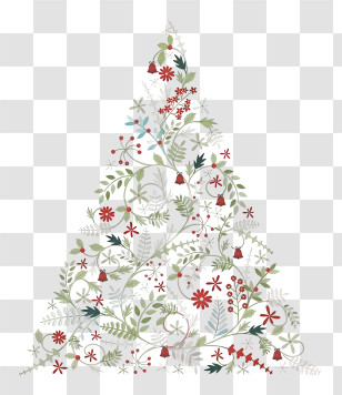 Triangle Tree Design - Decorative Floral Christmas Tree Transparent PNG