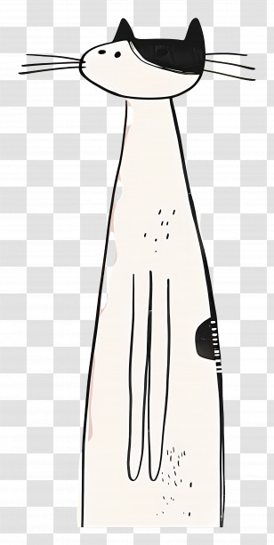 Cat Outline - Long Cartoon Cat In Minimalist Style Transparent PNG