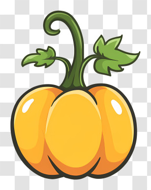 Pumpkin Logo - Yellow Pumpkin With Green Leaves Transparent PNG