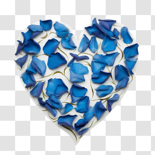 Blue Rose Petals - Heart Made Of Blue Flower Petals In Creative Arrangement Transparent PNG
