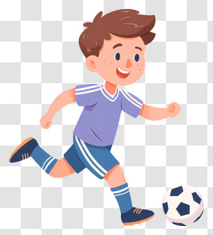 Boy Kicking Soccer Ball - Boy Playing Soccer With Ball Transparent PNG
