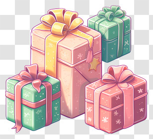 Gift Boxes - Colorful Holiday Gift Boxes With Ribbons Transparent PNG