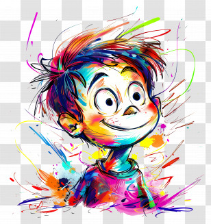 Abstract Child - Colorful Cartoon Boy Transparent PNG