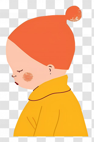 Baby - Sad Child In Winter Hat And Yellow Coat Transparent PNG
