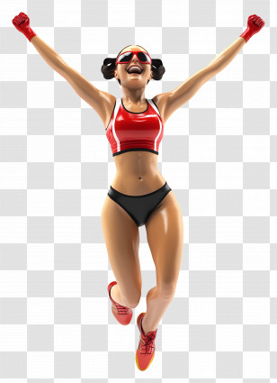 Olympic - Joyful Jumping Woman In Sportswear Transparent PNG