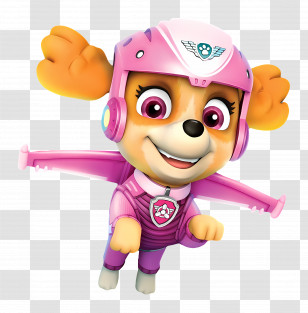 Paw Patrol - Pink Dog Character With Helmet And Wings Transparent PNG