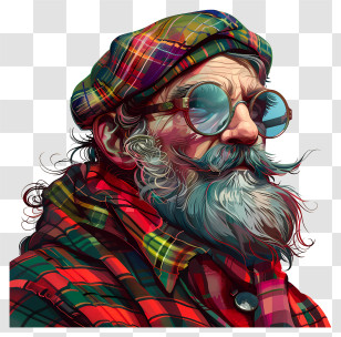 Tartan Day - Old Man In Plaid Attire Transparent PNG