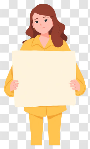 Woman Holding Blank Placard - Woman Holding Blank Paper Transparent PNG