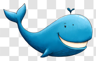 Cartoon Whale - Smiling Blue Whale Cartoon Illustration Transparent PNG
