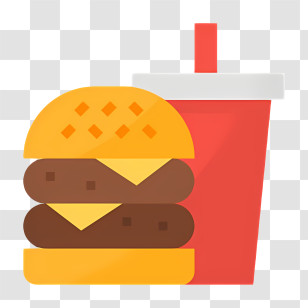 Fast Food - Cheeseburger And Soda Icon Transparent PNG