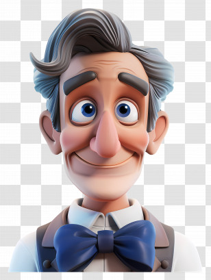 Bill Nye - 3D Cartoon Elderly Man With Bow Tie Transparent PNG