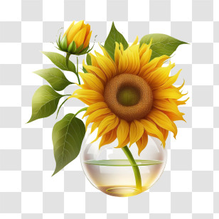 Watercolor Sunflower
 - Sunflower In Decorative Glass Vase Transparent PNG
