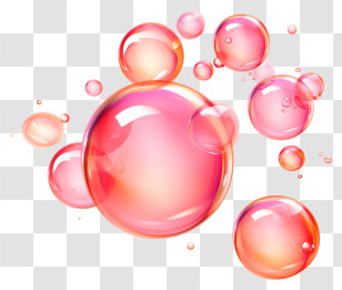 Pastel Soap Bubbles - Pink And Orange Bubbles With Vibrant Highlights Transparent PNG