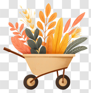 Autumn Harvest - Wheelbarrow With Autumn Leaves Transparent PNG