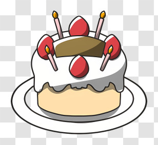 Cartoon - Birthday Cake With Candles In Cartoon Style Transparent PNG