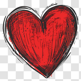 Doodle Heart - Red Sketch Heart Illustration Transparent PNG
