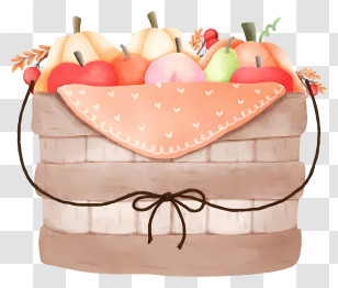 Thanksgiving Bucket - Basket Of Fruits For Harvest Season Transparent PNG