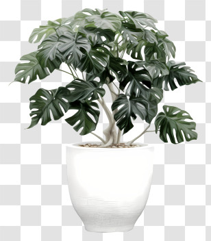 White Ceramic Vase - Potted Monstera Plant For Indoor Decoration Transparent PNG